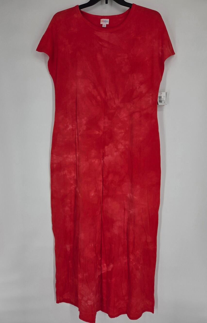 LuLaRoe Maria Red Tie Dye Solid Summer Cotton Maxi Dress NEW Size XL